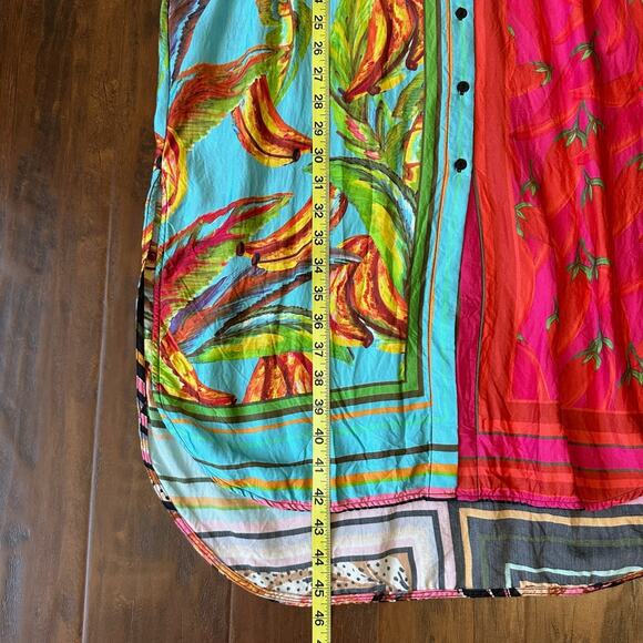 FARM RIO Scarf Mix Shirt Dress Multicolor Fruit Print 3/4 Sleeve Hippie - Picture 15 of 15